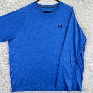 Under Armour T-Shirt Adult 2XL Blue Logo‎ Long Sleeve Tee Running Athletic Mens